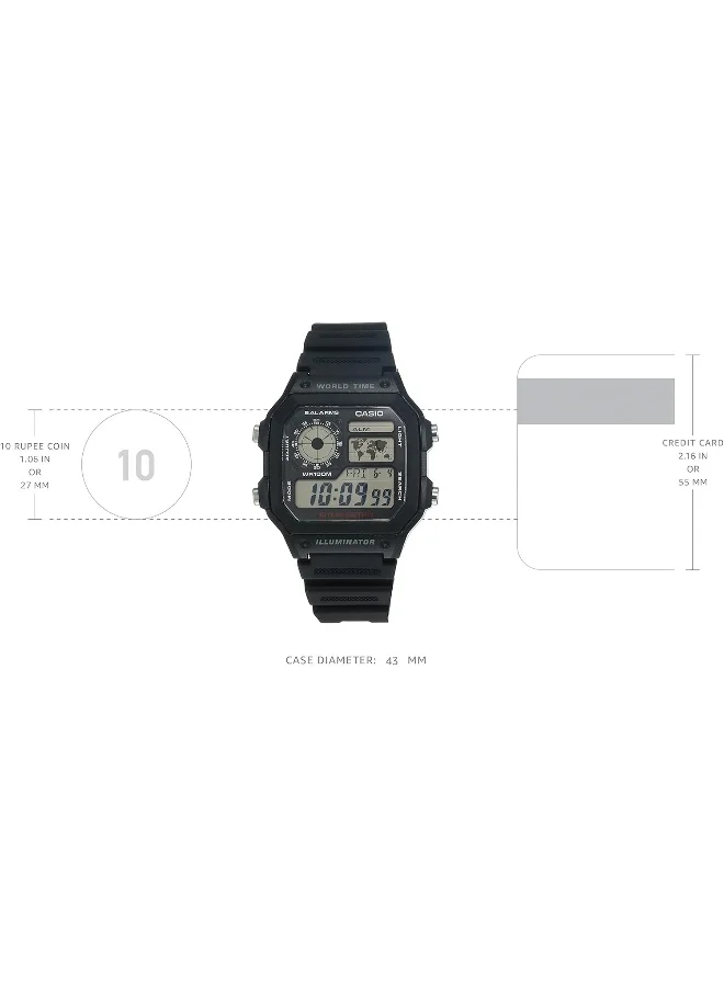 كاسيو Casio Men's Digital Dial Watch - AE-1200WH-1AVDF