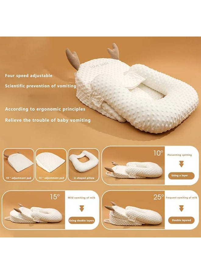 Barakababy Baby Nursing Pillow for Breastfeeding Adjustable Height Anti Reflux Pillow Baby Multifunctional Feeding Support Pillow，Relieves  Vomiting Milk Newborn Feeding Pillows，Travel Portable Feeding Pillow baby lounger pillow gift for baby，removable and washable - Image 4