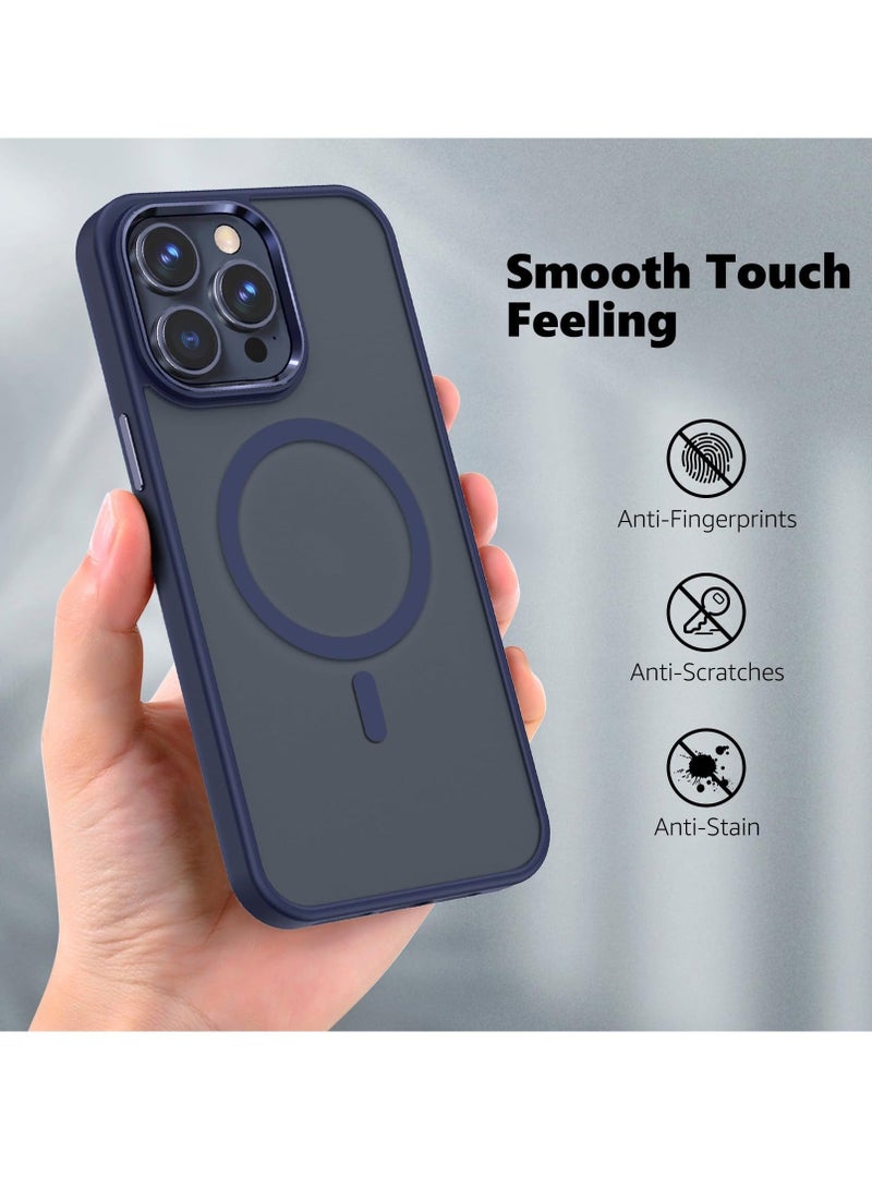 Captaintech Case for iPhone 15 Pro Max Compatible with Magsafe Magnetic Shockproof Protective Case with Metal Buttons Lens Frame Ultra Thin and Light Bare Machine Feel Titanium Blue - Image 4