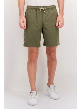 Men Drawstring Solid Basic Short, Olive
