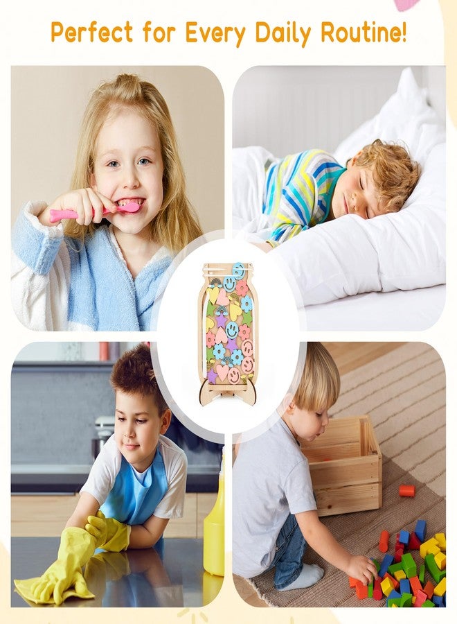 Amviner Magnetic Reward Jar for Kids, Wooden Smile Face Star Reward System with Colorful Letter Stickers, for Toddler Classroom Behavior Potty Training Home Chore Chart - Image 4