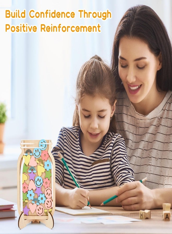 Amviner Magnetic Reward Jar for Kids, Wooden Smile Face Star Reward System with Colorful Letter Stickers, for Toddler Classroom Behavior Potty Training Home Chore Chart - Image 5