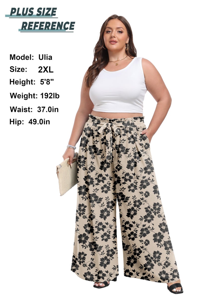 Lepunuo Women's Floral Casual Loose Wide Leg Pants Comfy High Waisted Lounge Pants - Image 4