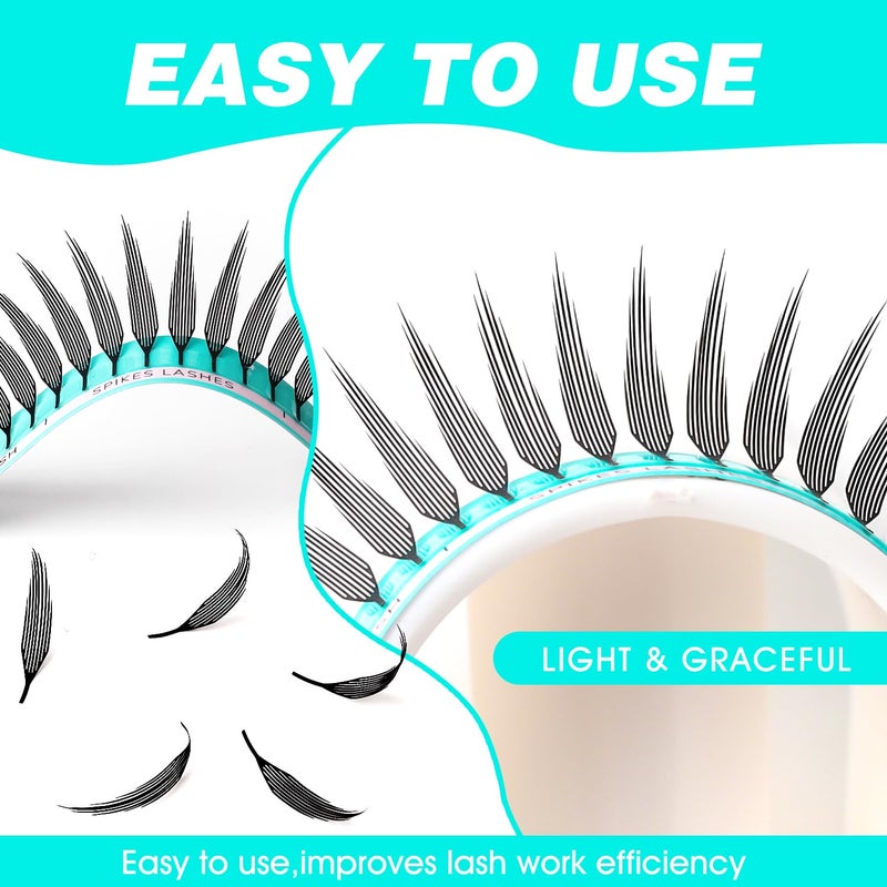 VAVALASH Premade Anime Chunk Lash Extensions,Comic Spire Lashes 0.07 C/D Curl, Matte Black Manga Lash Look Eyelash Extensions,Professional Salon Use Premade Spire Lashes(0.07-D-8-15mm) - Image 5