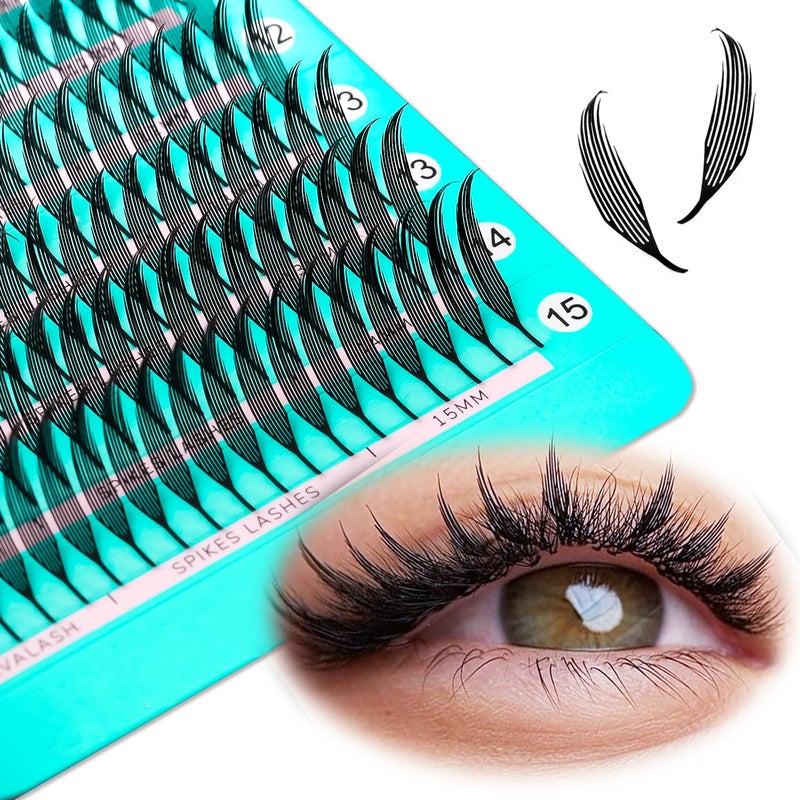 VAVALASH Premade Anime Chunk Lash Extensions,Comic Spire Lashes 0.07 C/D Curl, Matte Black Manga Lash Look Eyelash Extensions,Professional Salon Use Premade Spire Lashes(0.07-D-8-15mm) - Image 2