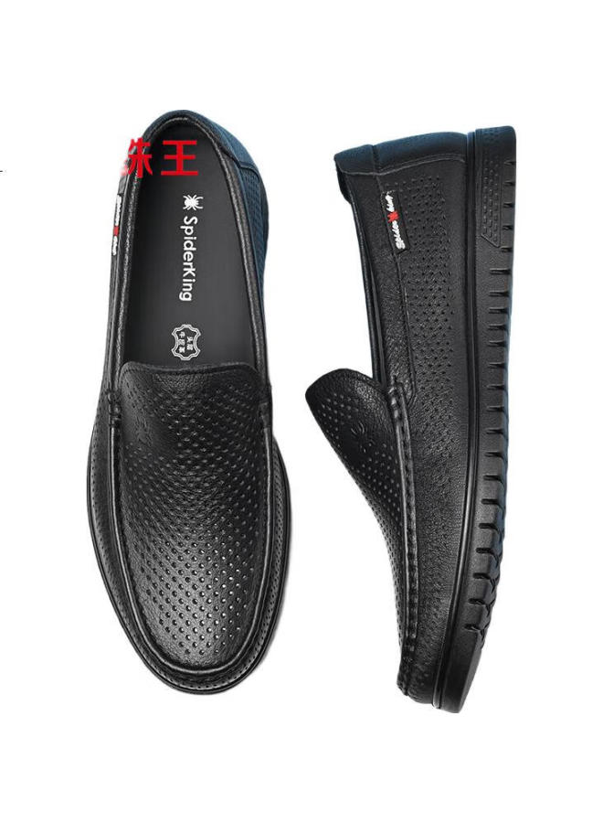 Spider King Casual Shoes, Summer Hollow-Out Loafers, Slip-On Lightweight Comfortable Leather Shoes For Men, Hollow-Out Summer Style, Size 41 - Image 1
