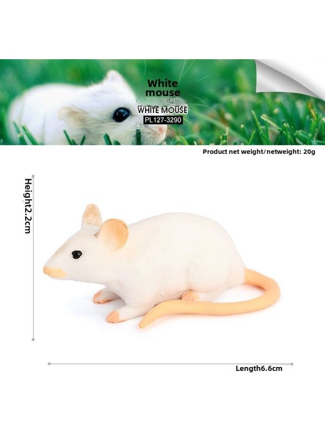 Children's Simulation Solid Animal Model Chai Dog Golden Retriever Dog Lazy Cat Garfield White Mouse Pet Ornaments Toy-Color:127-3290 White Mouse  - Image 1