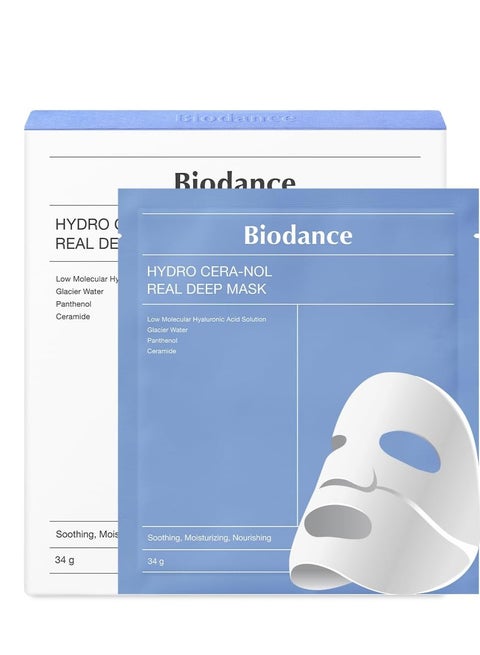 Hydro Cera-nol Real Deep Mask, Overnight Hydrogel Mask, Soothing, Moisturizing, Nourishing, 1.19oz(34g) x 4ea
