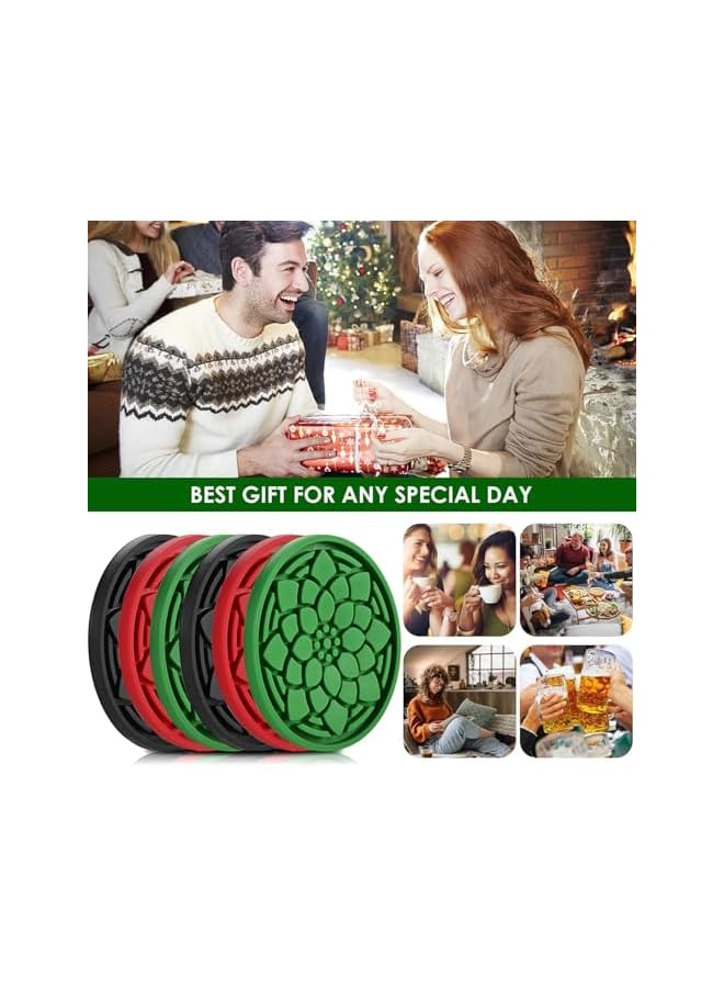 The Bros Silicone Coasters, 6 Pack Non-Slip Drink Coasters with Holder, Silicone Cup Holder Coasters, Cup Coasters for Drinks Desk Home Decor Tabletop Protection, Round Black Coasters - Image 5