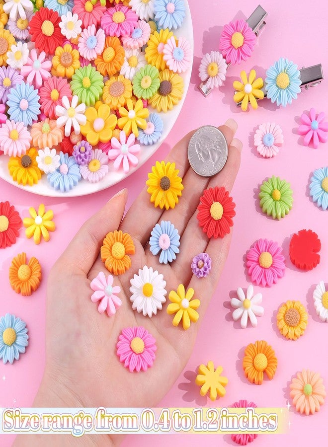 Glitzest 100Pcs Mixed Colors Daisy Slime Charms Assorted Cute Embellishments, Kawaii Accessories,Flatback Resin Ornament for Phone Junk Cases,Crafting Scrapbooking & DIY Decoration - Image 2