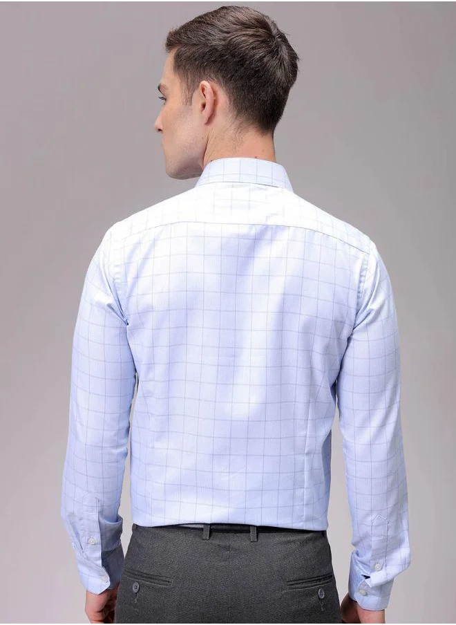 شركة المرآب الهندية Men Slim Fit Checkered Full Sleeves Cutaway Collar Formal Shirt