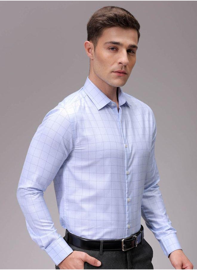 The Indian Garage Co Men Slim Fit Checkered Full Sleeves Cutaway Collar Formal Shirt  - Image 5