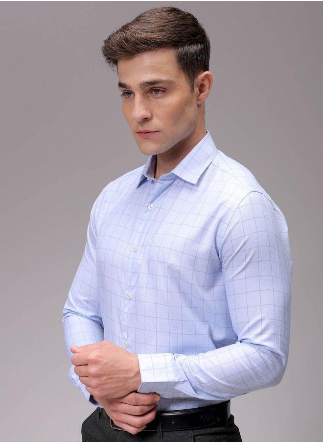 The Indian Garage Co Men Slim Fit Checkered Full Sleeves Cutaway Collar Formal Shirt  - Image 4