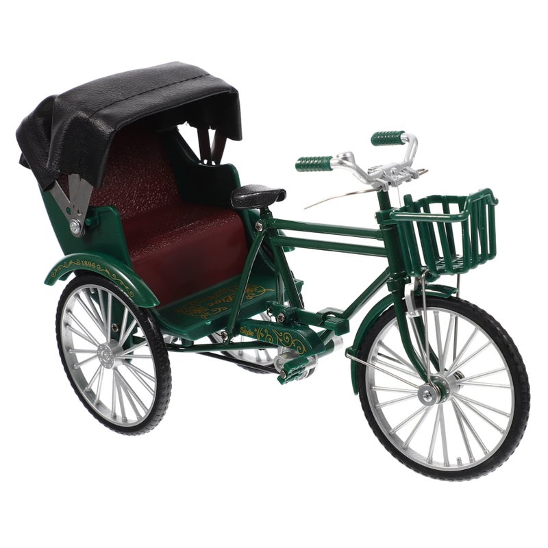 Veemoon Retro Rickshaw Figurine Vintage Rickshaw Model Jinrikisha Bike Classic Rickshaw Old Style Sculpture Decoration Showpiece Collectible Ornament Desktop Ornament Tricycle Crafts