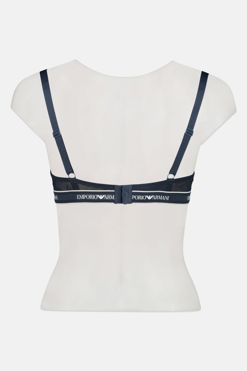 EMPORIO ARMANI Women Padded Underwire Textured Bra, Dark Navy - Image 3