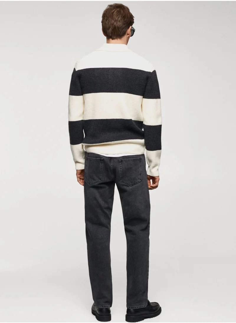 Mango Man Colorblock Kint Polo Shirt