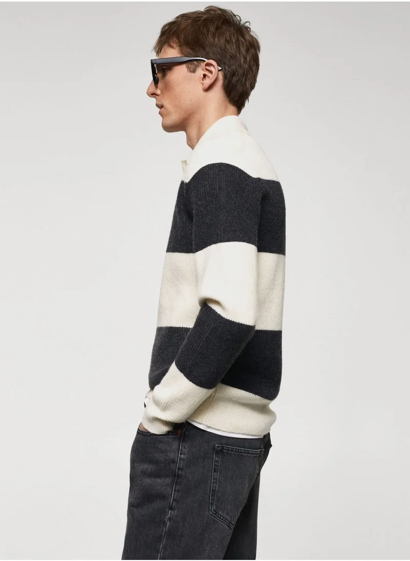 Mango Man Colorblock Kint Polo Shirt