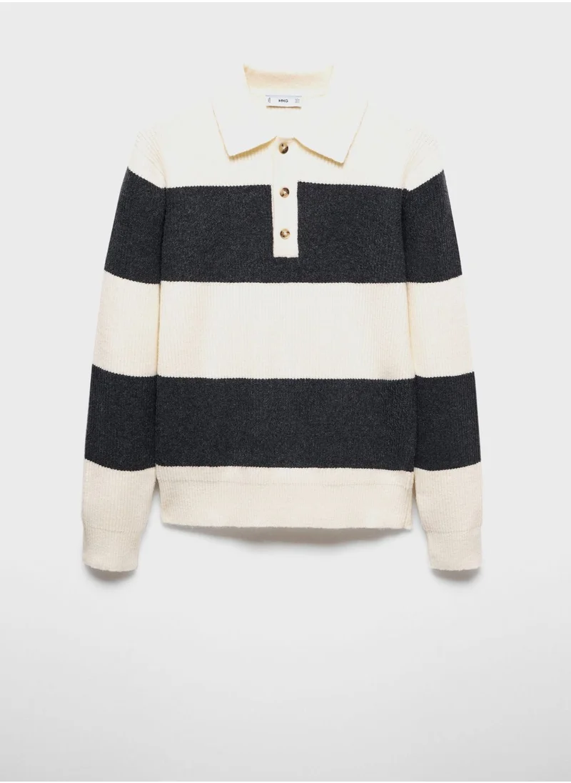 Mango Man Colorblock Kint Polo Shirt