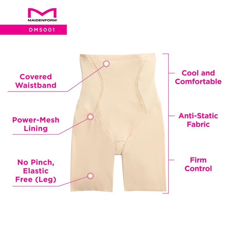 Maidenform womens Maidenform Firm Foundations Hi-waist Slimmer Thigh Shapewear, Latte Lift, 2X large - Image 4