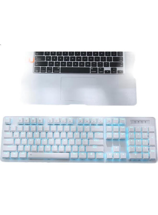 Daryo Dareu Ek810 Dual-Mode Wireless Keyboard, Mechanical Keyboard, Laptop Gaming Keyboard, 2.4G Office Keyboard With Long Battery Life, 104 Keys, White With Blue Switches - Image 1