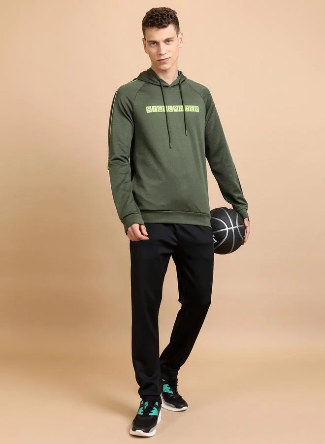HIGHLANDER Printed Raglan Sleeves Hoodie with Drawstring by Styli