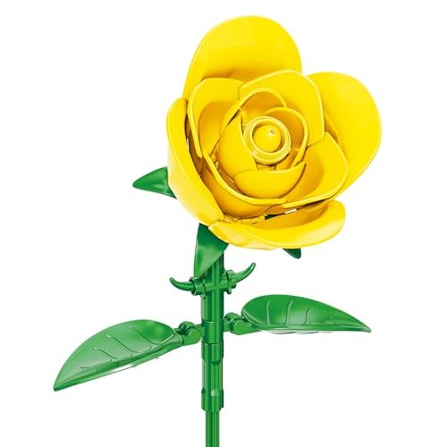 Brickcraft Bricktanicals Yellow Rose Building Set 104 Piece Flower Stem Model Compatible Brick Bouquet Kit for Adults Kids Creative Botanical Construction Toy Gift for Collectors Builders - Image 5