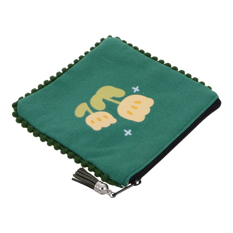 Cute Tassel Purse for Women Small Zippered Pouch for Canvas Mini Wallet for Girls Portable Change Purse for Kids Green - Image 4