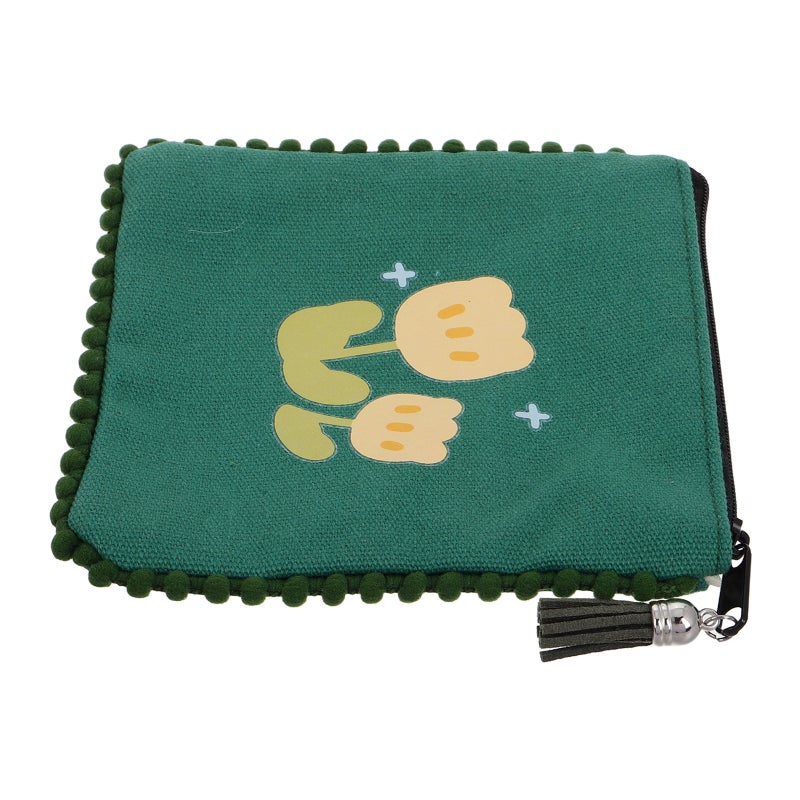 Cute Tassel Purse for Women Small Zippered Pouch for Canvas Mini Wallet for Girls Portable Change Purse for Kids Green - Image 5