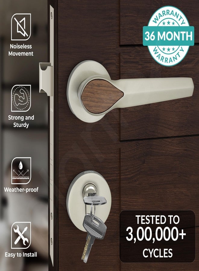 Plantex Heavy Duty Mortise Door Lock/Door Handle Lock/Main Door Handle Set for Home/Office/Door Accessories - (PT-012, Satin & Wood) - Image 2