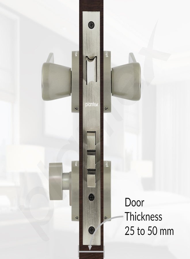 Plantex Heavy Duty Mortise Door Lock/Door Handle Lock/Main Door Handle Set for Home/Office/Door Accessories - (PT-012, Satin & Wood) - Image 5