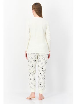 Peanuts Women 2 Pcs Sleepwear Set, Cream  - Image 2
