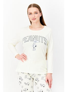 Peanuts Women 2 Pcs Sleepwear Set, Cream  - Image 4