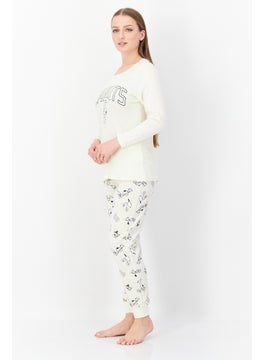 Peanuts Women 2 Pcs Sleepwear Set, Cream  - Image 3