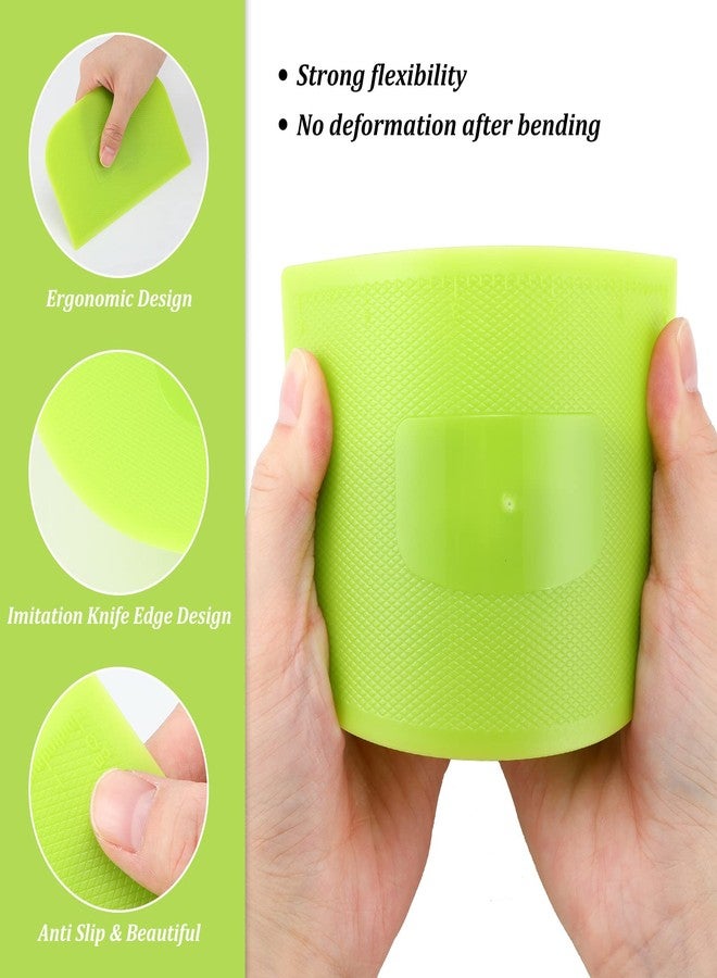 Aedida 4 Piece Plastic Dough Scraper Bowl Scraper Flexible Multipurpose Food Scraper Plastic Dough Cutter for Bread Cake Dough Fondant Icing (White, Green, Blue, Pink) - Image 3