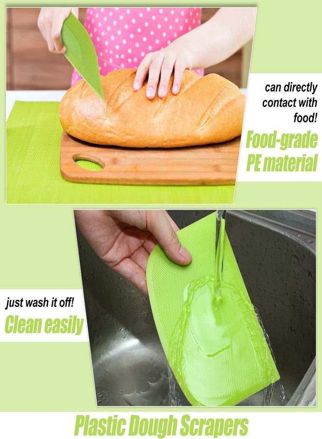 Aedida 4 Piece Plastic Dough Scraper Bowl Scraper Flexible Multipurpose Food Scraper Plastic Dough Cutter for Bread Cake Dough Fondant Icing (White, Green, Blue, Pink) - Image 4