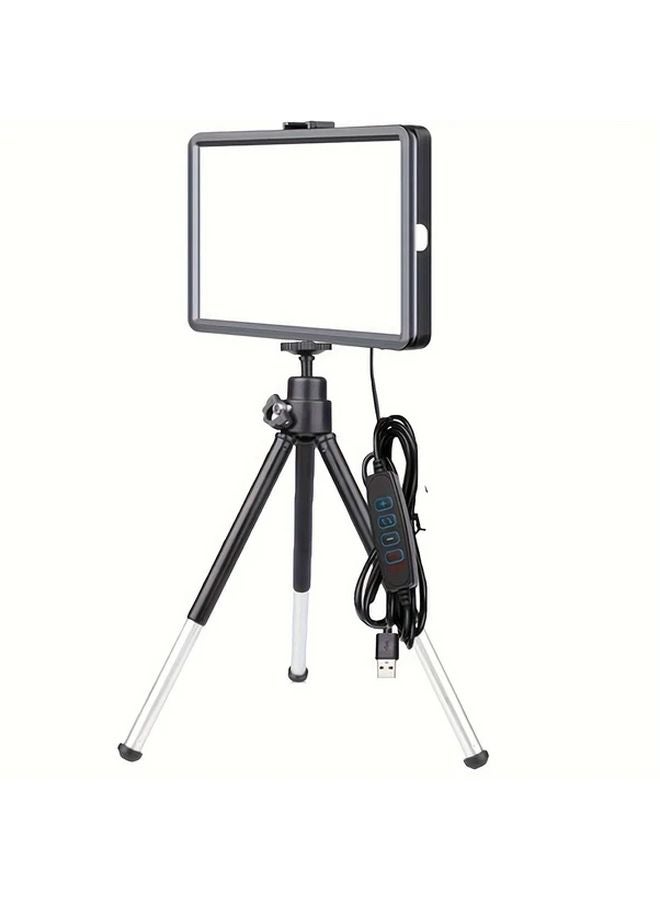 Black 6 Inch Square Ring Light With Two Section Bracket For Live Broadcast Beauty Fill Lighting - Image 1