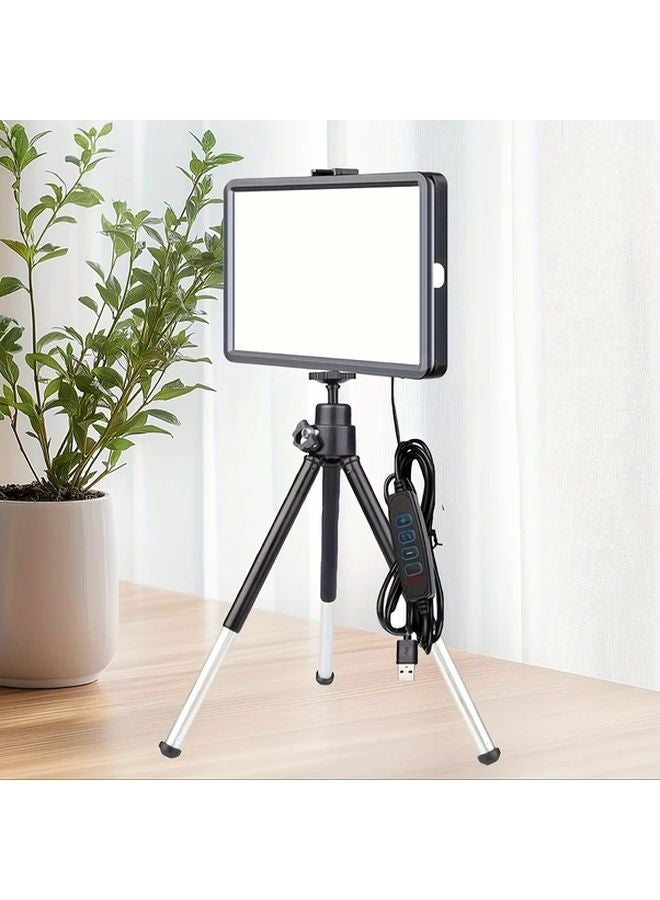 Black 6 Inch Square Ring Light With Two Section Bracket For Live Broadcast Beauty Fill Lighting - Image 2