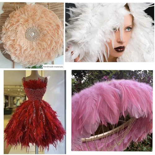 Shekyeon 2yards Rooster Hackle Feather Trim Fringe for DIY Clothing Craft Dress Decoration(Yellow) - Image 4