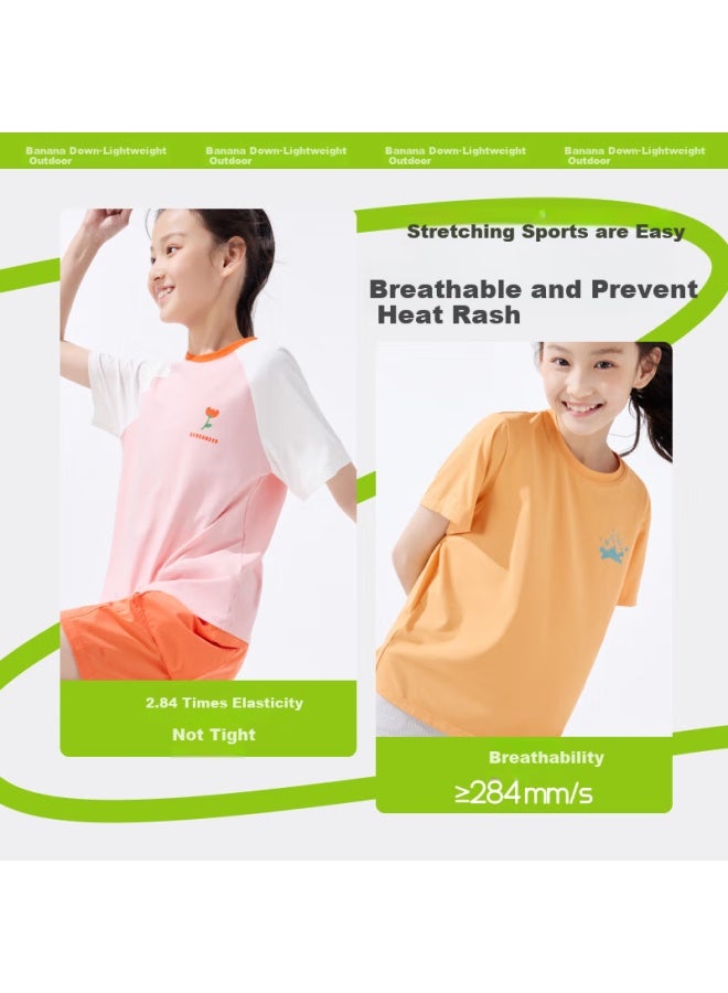 Beneunder Kids Short Sleeve Cotton Feel Quick Dry Sports T-shirt Dr992 Light Blue 130 - Image 4