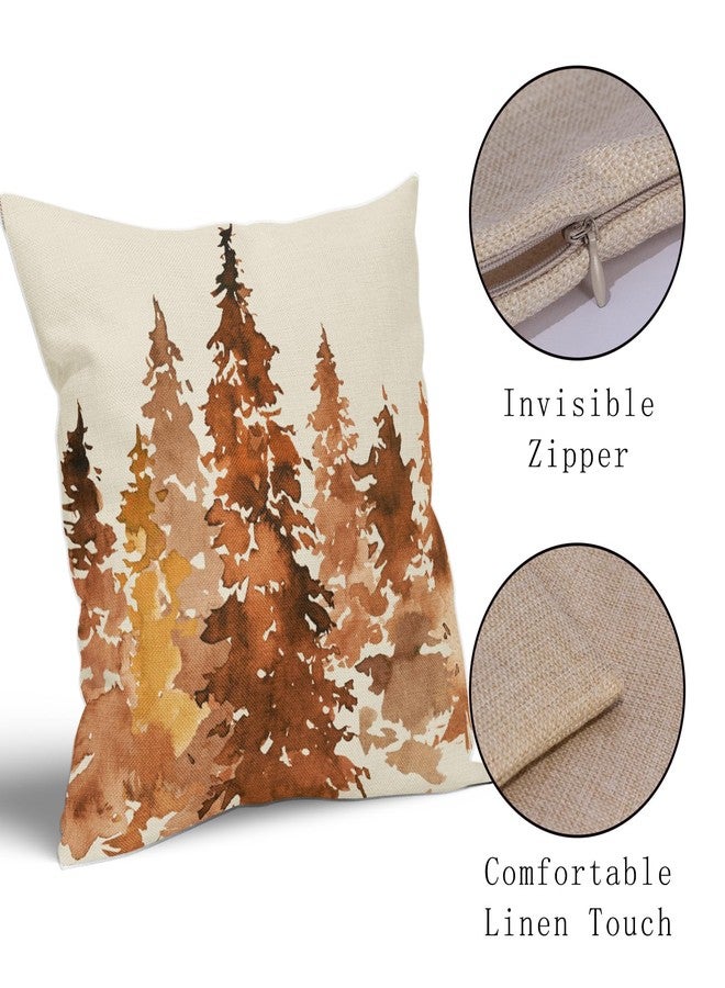 Aytipun Fall Tree Pillow Covers 18x18 Set of 2 Rustic Autumn Decor Burnt Orange Watercolor Forest Decorative Throw Pillows Nature Themed Outdoor PillowCase Farmhouse Cushion Case for Sofa Couch Bed Porch - Image 4