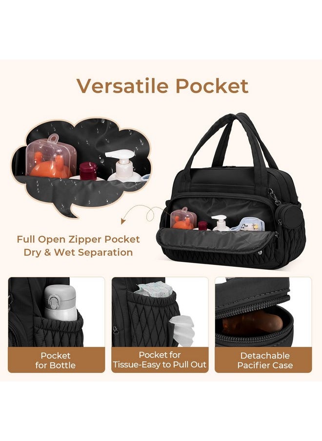 Telena Telena Diaper Bag Tote, Travel Diaper Bag Crossbody Large Capacity Hospital Bag for Women Labor Delivery Baby Diaper Bag with Pacifier Case Black  - Image 5