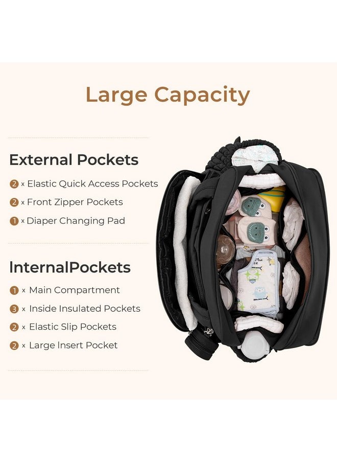 Telena Telena Diaper Bag Tote, Travel Diaper Bag Crossbody Large Capacity Hospital Bag for Women Labor Delivery Baby Diaper Bag with Pacifier Case Black  - Image 4