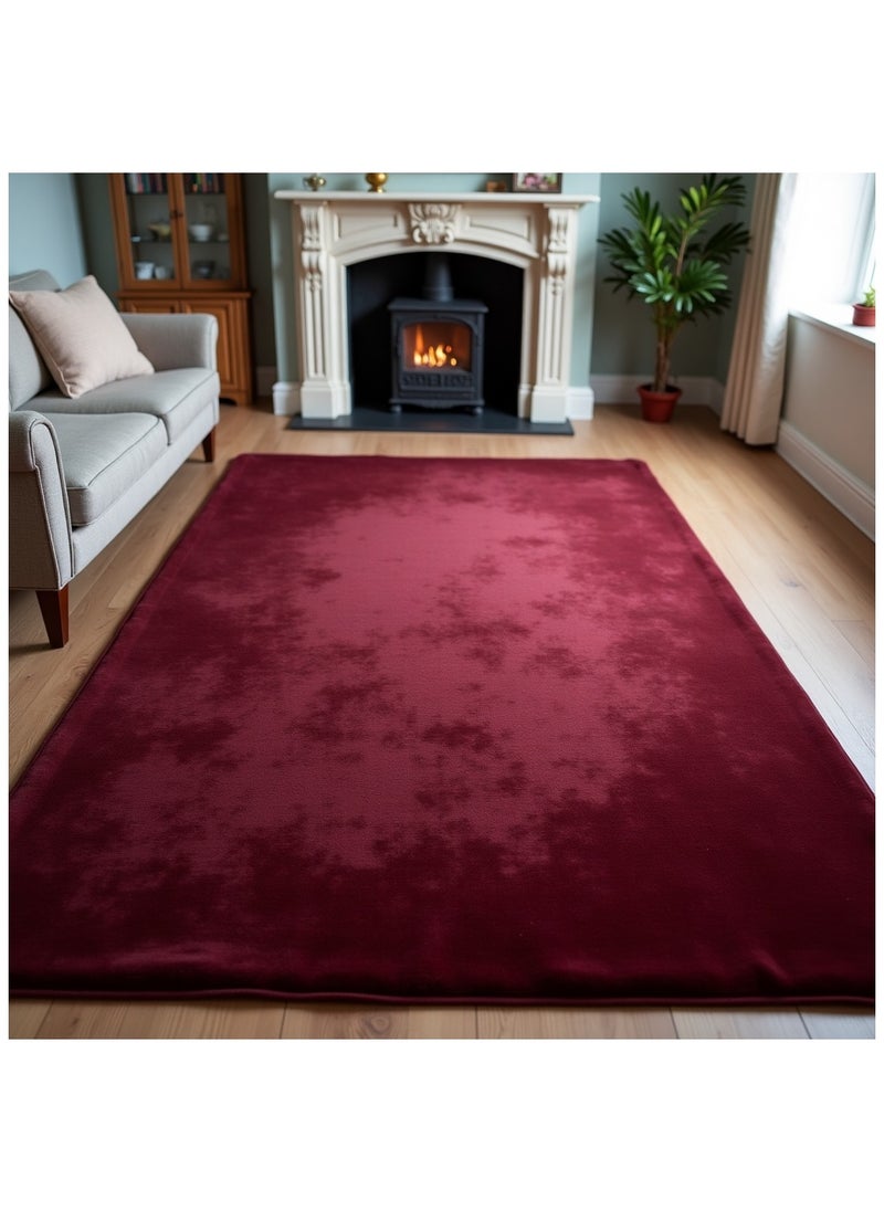 Fabienne Non-Slip Carpet for Living Room Dining Room Kids Room Bed Room Floor Mat Super Soft Homedecor Velvet Mat Maroon, Polyester, Rectangle, 90x190cm  - Image 1