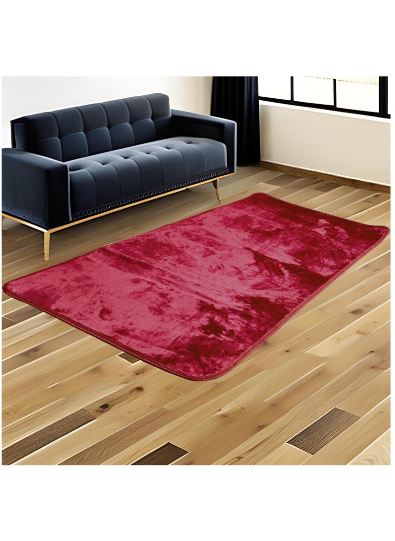 Fabienne Non-Slip Carpet for Living Room Dining Room Kids Room Bed Room Floor Mat Super Soft Homedecor Velvet Mat Maroon, Polyester, Rectangle, 90x190cm  - Image 2