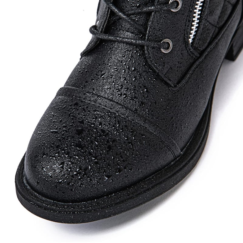 GLOBALWIN Women's Black Combat Boots Lace Up Boots For Women Ankle Booties With Low Heel Fashion Dressy Short Boots Size 8M - Image 5