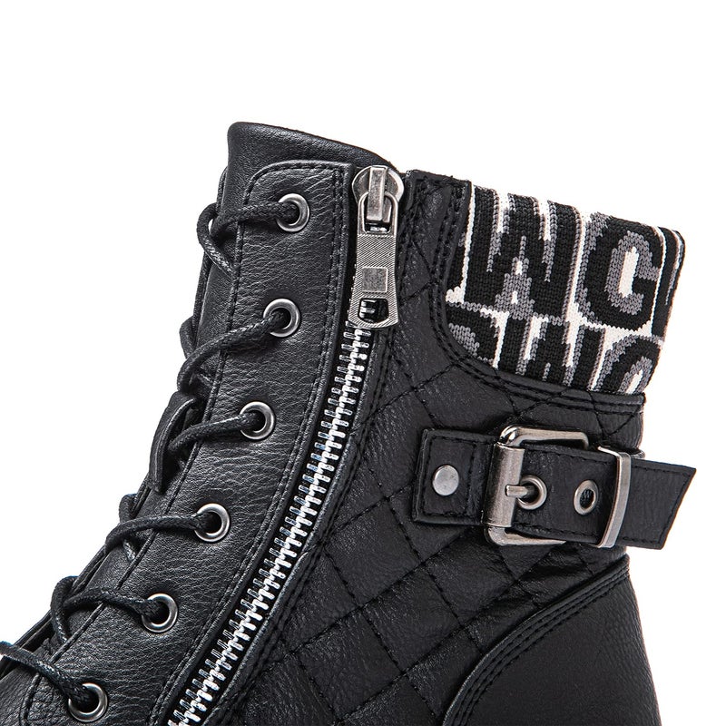 GLOBALWIN Women's Black Combat Boots Lace Up Boots For Women Ankle Booties With Low Heel Fashion Dressy Short Boots Size 8M - Image 3