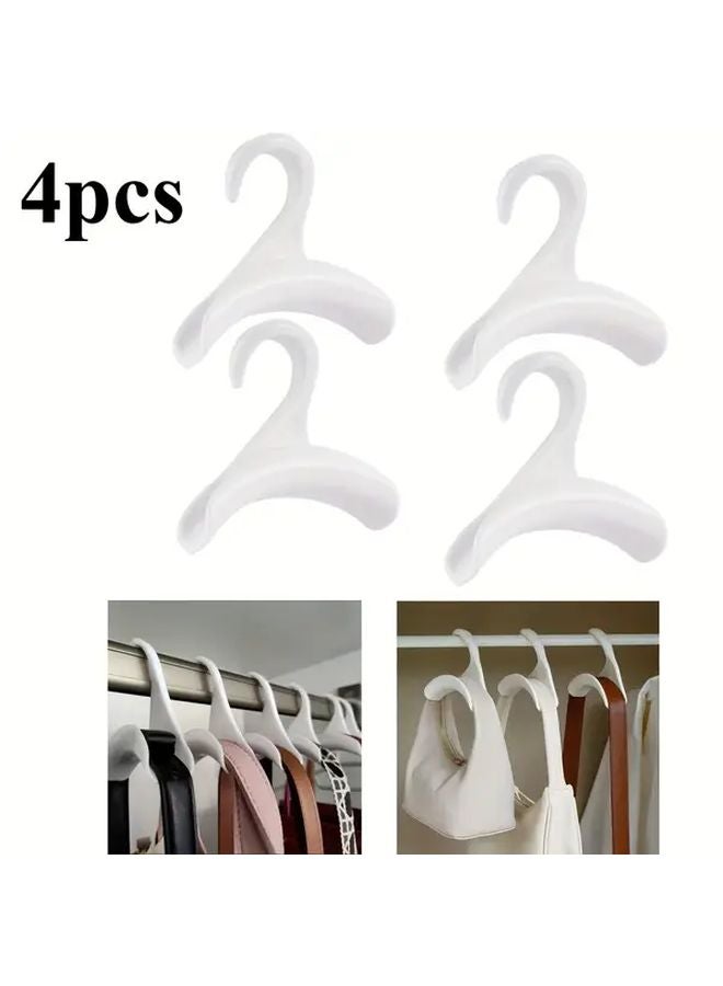 White Plastic Handbag Hooks Wall Mounted Organizer With Closet Rod Hangers - Image 2