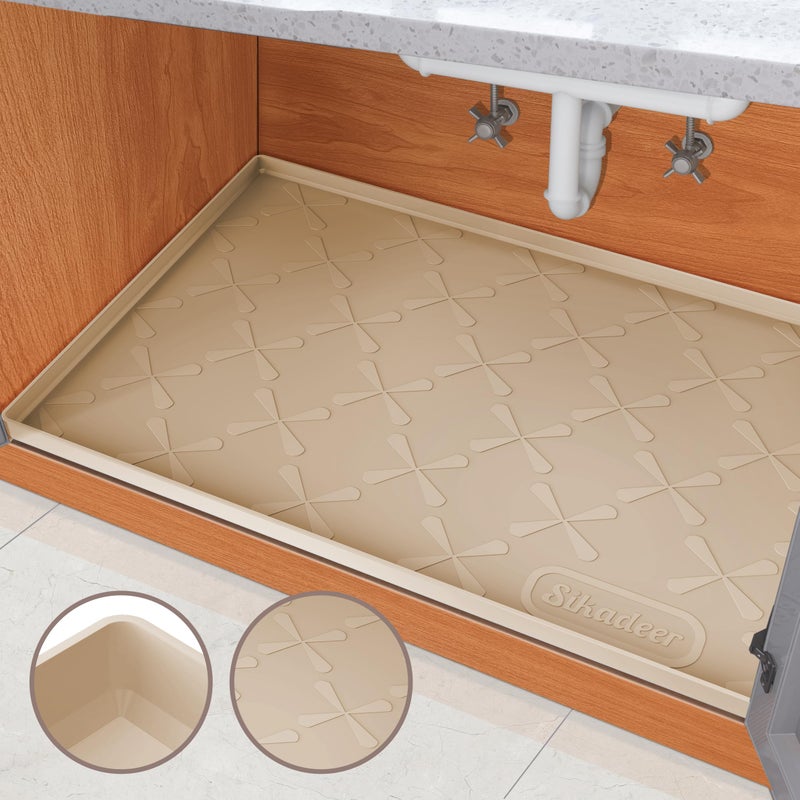 Sika deer Sikadeer Under Sink Mat For Bathroom Waterproof  22"" X 19"" Silicone Under Sink Liner Bathroom Cabinet Shelf Protector Kitchen Organizer  Fit 24Inch Standard Cabinet Mat Under Sink Organizer Drip Tray - Image 1