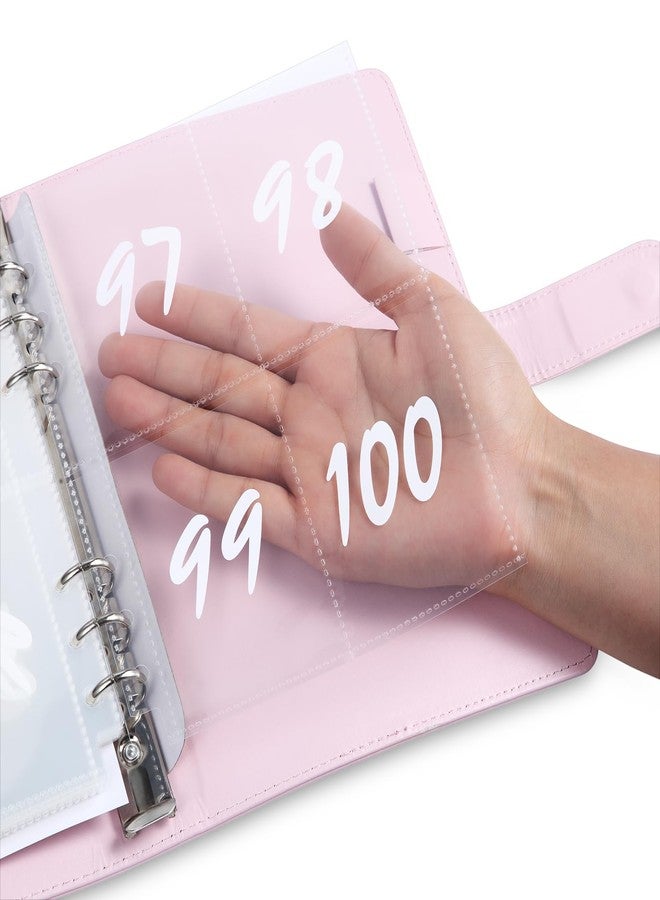 MUQING 100 Envelope Challenge Binder, 25 Sheets Silkscreen Numbers to 100, Not Stickers, Reusable Tracker, Easy and Fun 100 Envelopes Money Saving Challenge Save $5050, Budget Planner & Saving Money (Pink) - Image 2