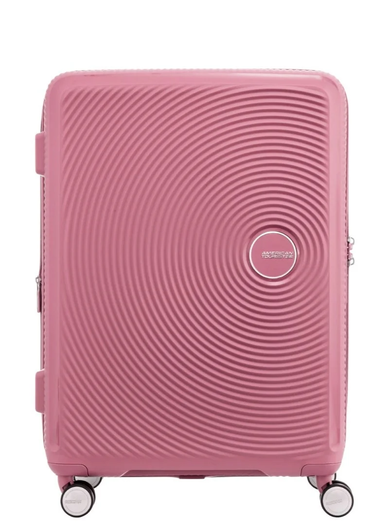 AMERICAN TOURISTER  Curio Suitcase, Check-In Size 69 cm / 25 inch, 4 Spinner Wheels, Hard Top, Polypropylene, Peach Blossom|DuoSaf™ Security Zipper|Spacious Interior|Expandable|TSA 008 Lock|Lightweight - 3 Years Global Warranty  | Best Price UAE